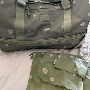Calpak Sage Floral Travel Bag Set w/ toiletry pouch set